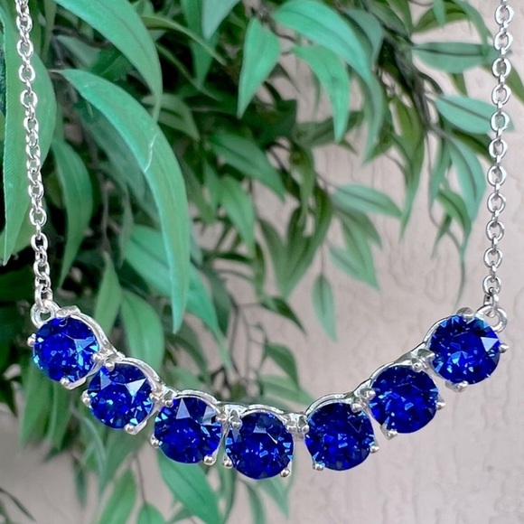Jewelry - SWAROVSKI Sapphire Crystal Sterling Silver Curved Bar 18” Necklace